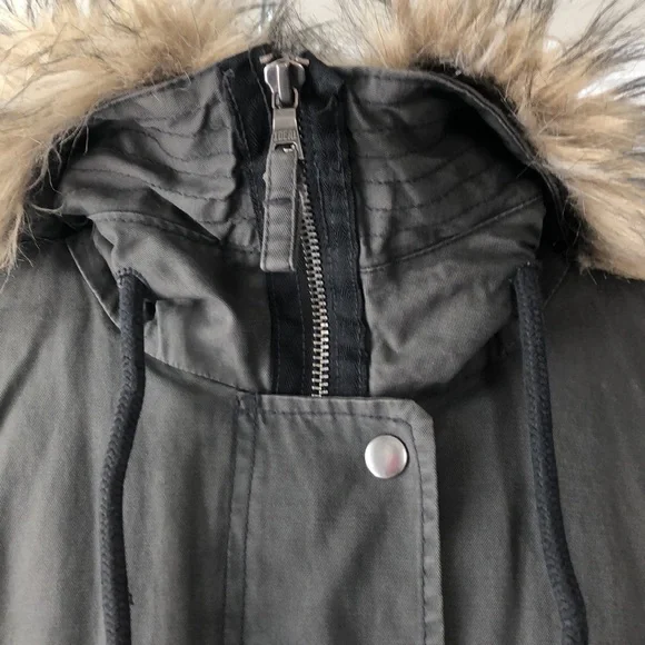Gap womens long canteen parka gray removable Sherpa lining XS - Picture 6 of 9
